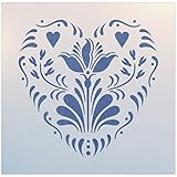 Rosemaling Heart Tulip 2 Stencil - Rose-painting