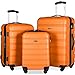 Merax Travelhouse Luggage 3 Piece Expandable Spinner Set Orange