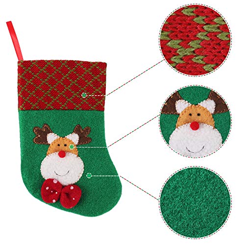 PartyBus 7.5 Inch Mini Christmas Stockings 12 Pack, 3D Small Embroidered Felt Xmas Tree Decorations Bulk, Gift Card Holders Cash Bags Holiday Treats for Family Coworkers Neighbors Kids Dogs Cats
