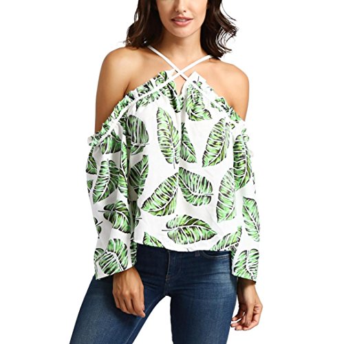 Click Here to See More Images NREALY Women Casual Printing Cold Shoulder T-Shirt Long Sleeve Tops Blouse Tee