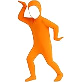 qvdvap Kids Orange Bodysuits Open Face Full Body Spandex Zentai Suit Funny Clothes Stretchy Back Zipper