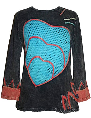 Agan Traders Women's Knit Cotton Light Boho Bohemian Funky Stylish Gypsy Rib T-Shirt Top Blouse