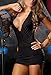 Sexy Temptation Nightwear Dress Women Bandage Deep V Neck Party Club Dresses (Black)
