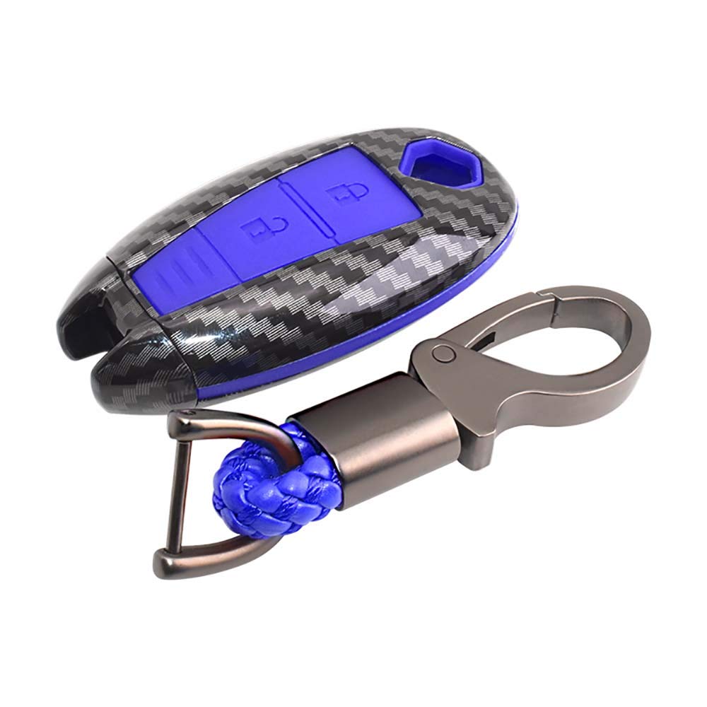 ontto for Suzuki Key Cover Plastic Soft Silicone Key Fob Cover Holder Protector for Suzuki Sport Swift Vitara Grand Vitara II SX4 Baleno Kizashi Jimny Ignis 3-Button Car Key Case Keyring Carbon Blue