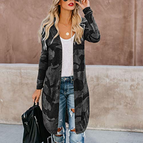 TIFENNY Women's Going Out Cardigans Ladies Lightweight Long Cardigan Camouflage Outwear Long Sleeve Coats Tops - Thumbnail 2