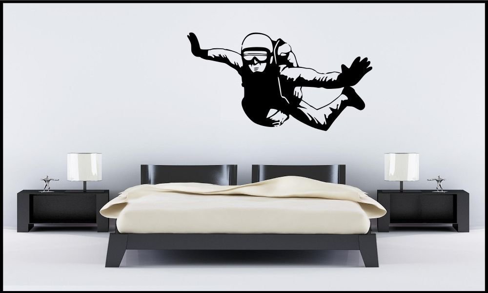 Skydiver Wall Sticker Bedroom Lounge Kitchen Art Decal Mural Transfer Stencil