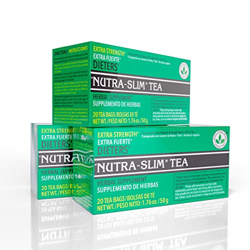 Triple Leaves Brand Nutra-Slim Tea, Extra Strength Dieters’ Tea for Women and Men - Dietary Detox Tea to Support Weight Management and a Flat Tummy - Slimming Senna Tea - 3 Pack (60 Teabags)