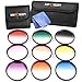 K&F Concept 9pcs 77mm Graduated Orange Blue Grey Red Purple Green Pink Brown Yellow Lens Accessory Filter Kit Graduate Filters for Canon 6D 5D Mark II 5D Mark III for Nikon D610 D700 D800 DSLR Cameras + Lens Cleaning Cloth + Filter Bag Pouch