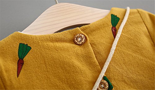 Baby Girls Radish Pattern Style Long Sleeve Princess Flower Dress (Yellow, 6M)
