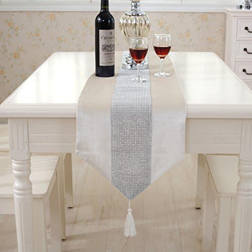 Western Modern White Table Runners Tapestry Middle Diamond 98 inch Approx for Wedding and Party