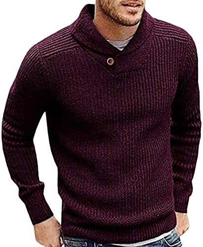 Mens Long Sleeve Solid Knitted Sweaters Pullover Tops Blouse Turtleneck Knitwear