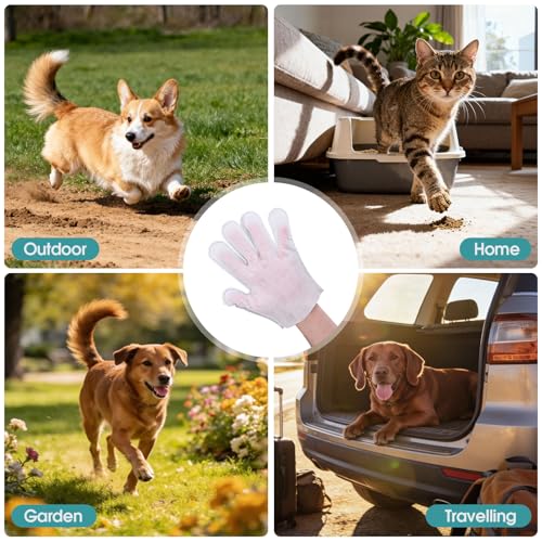 DWDHYEAN 24 Pieces Dog Washing Gloves Hypoallergenic Cleaning Gloves Pet Wipes Gloves Pet Care for Cleaning and Daily Care of Dogs and Cats