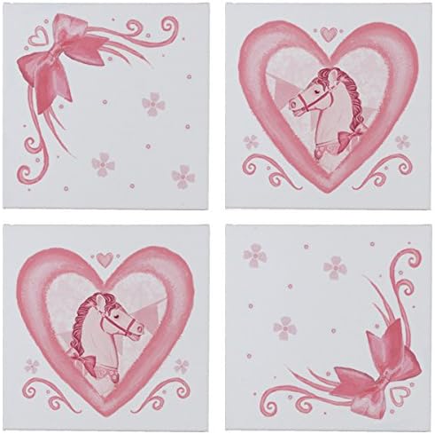 Set of 4 RoomCraft Darling Carousel Wall Canvases 12x12 Inch Square Horses Wall Accents
