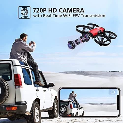 SANROCK U61W Drones with Camera for Kids Adult Beginner 720P HD & 2 Batteries, Mini Drone Toy
