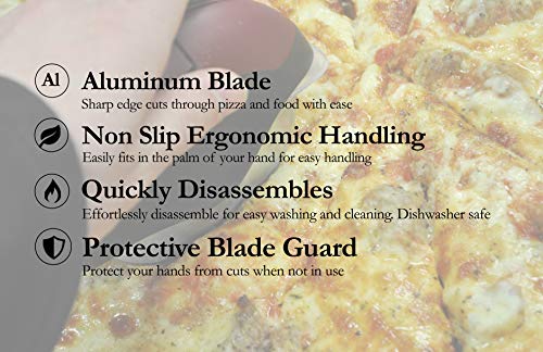 Pizza Wheel Cutter with Blade Guard - Sharp Aluminum Blade Pizza Cutter Wheel - Easy to Clean & Dishwasher Safe - Works on Pastry Dough, Raviolli, Zuccini, Pizza ...