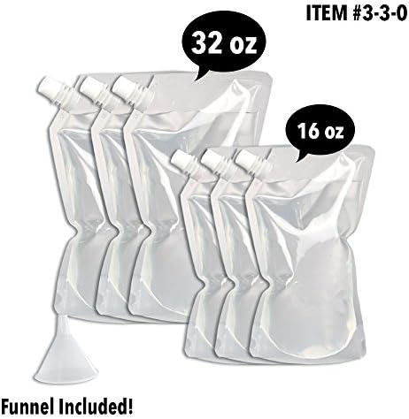 Concealable And Reusable Cruise Flask Kit - Sneak Drinks Anywhere - 3 x 32 oz + 3 x 16 oz + 1 funnel