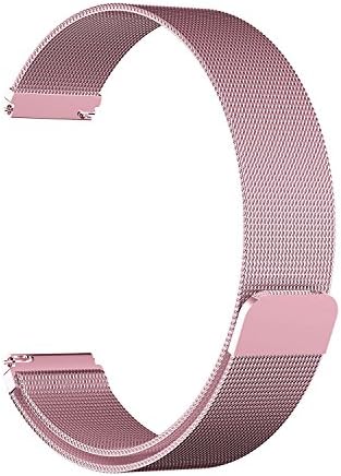 Rykimte Smart Watch Band Stainless Steel Metal Wristband Wrist Bracelet Replacement Strap For Pebble Time Steel / MOTO 360 2nd Gen Watch / Samsung Gear S3 Frontier / Classic ( Milanese Rose 22mm )