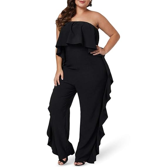 black strapless jumpsuit plus size