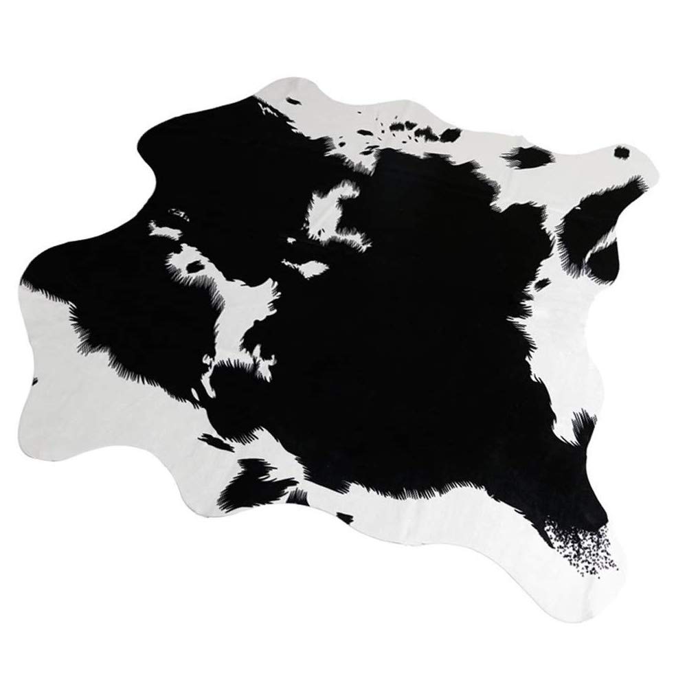 MustMat Cute Cow Print Rug Black and White Faux Cowhide Rugs Animal Printed Area Rug Carpet for Home 5.2x4.6 Feet