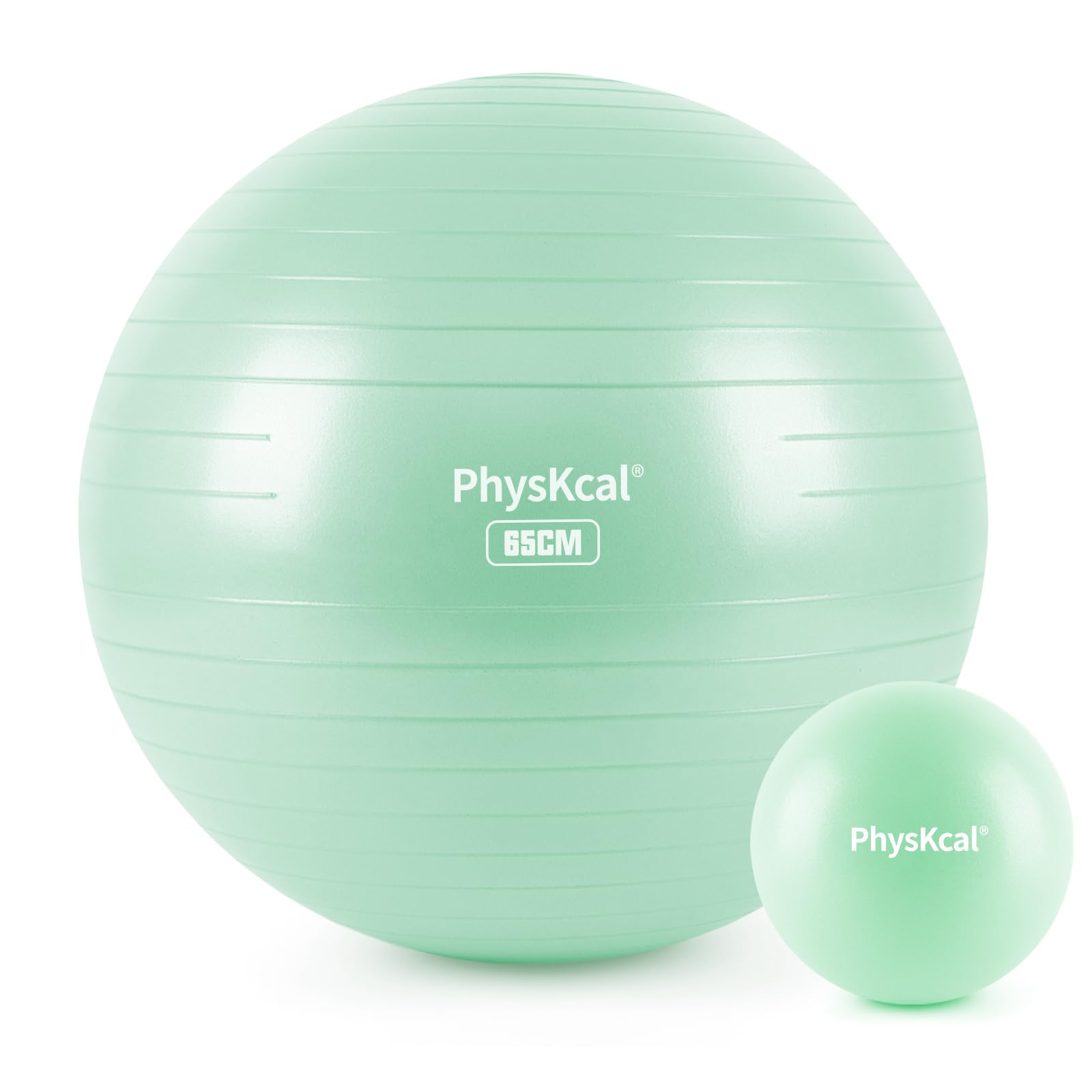 Photo 1 of PhysKcal Yoga Ball with Pilates Ball Set, 26’’ Exercise Ball for Workout, Physical Therapy, Birthing Pregnancy, Physio, Stability, Fitness, Office Chair (Light Turquoise, M (22-25''/58-65cm))