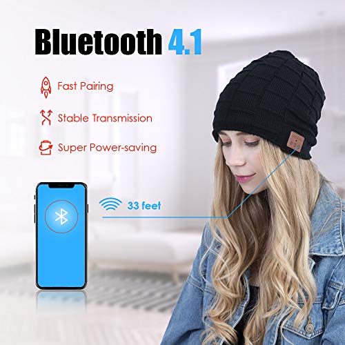 JARVANIA Bluetooth Beanie, Wireless Bluetooth Hat, Double Knit Music Hat for Men & Women, Joyful