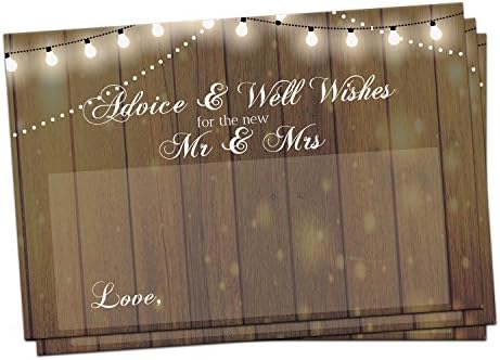 50 Kraft Brown Rustic Wedding Advice Cards for Advice & Well Wishes for the Happy Couple - Bridal Shower Wedding Shower Games Note Card Marriage Best Words of Wisdom