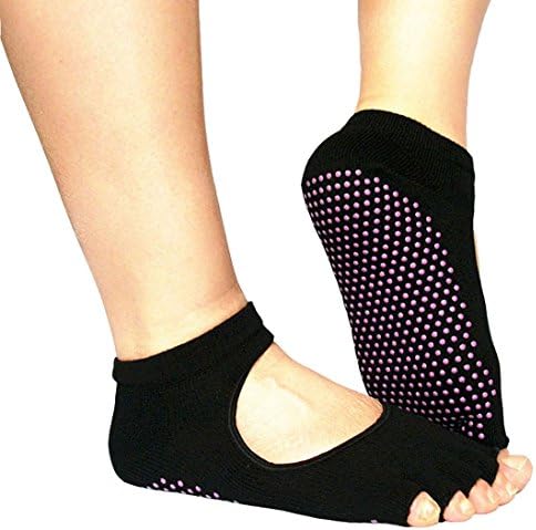 Yoga Socks AutumnFall(TM) Female Sports Cotton Sport Socks Backless Home Yoga Toe Fiver Finger Socks (Black)