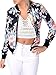 MISSLOOK Women's Floral Print Classic Quilted Baseball Jacket Fall Short Biker Bomber Jacket Coat - Multicolor S