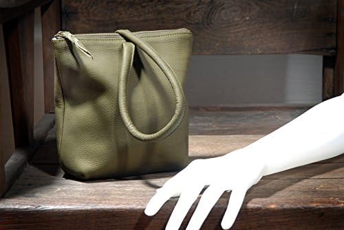 Soft leather purse, olive green leather wrist bag, leather cell phone bag, small leather evening bag with zipper top and pocket. Great in a CLUTCH situation!