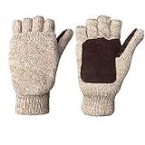 Winter Warm Wool Knitted Convertible Fingerless Gloves With Mitten Cover