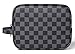 Daisy Rose Luxury Checkered Make Up Bag | PU Vegan Leather Cosmetic toiletry Travel bag (Black)