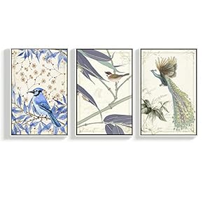 3 Piece Canvas Wall Art for Living Room, Bedroom Bird Framed Canvas Prints for Home Decoration Ready to Hang - 16"x24"x3 Panels