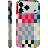 SEized Case Compatible with iPhone 17 Pro,Colorful Checkerboard Phone Case Dual-Layer Hard Shell Cover for Girl Women Boy Men