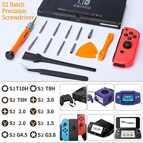 E·Durable Triwing Screwdriver for Nintendo 17 in 1 Professional Precision Screwdriver Tool Set Full Security Game Bit Repair Tool Kit for Nintendo/Joycon/Wii/GBA