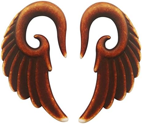 A Pair of Angel Wings Organic Imitation Wood Acrylic Ear Spiral Taper Expander Plug Body Piercing Jewelry (10mm 00g)