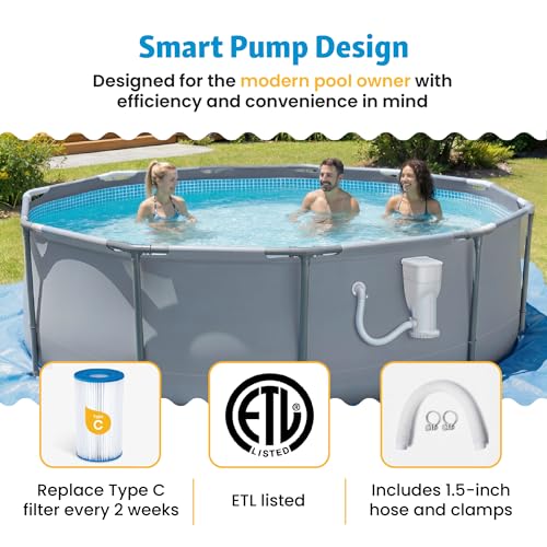Funsicle SkimmerPlus 1,500 GPH 2-in-1 Filter Pump and Skimmer System for Above Ground Swimming Pools - Pool Cleaning and Maintenance