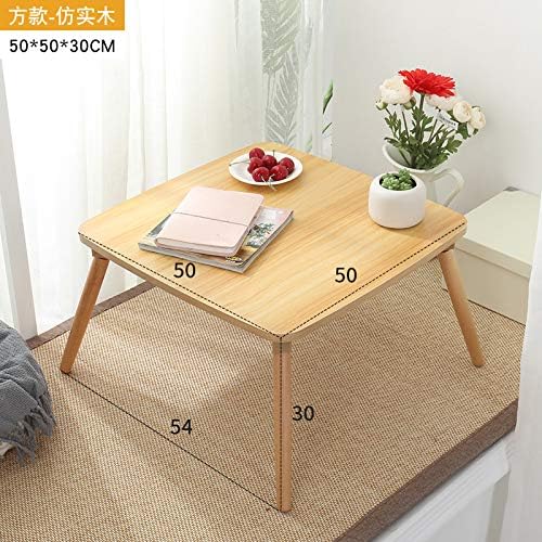 HNTLY Floating Window Table Tatami Small Coffee Table Simple Balcony Window Sill Table Low Table Folding Small Desk Bed Computer Table Simple Table Style 50 X 50 (Like Solid Wood Color)