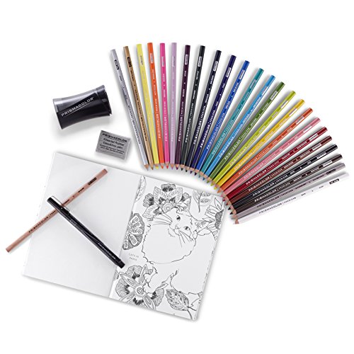 Prismacolor Premier Pencils Adult Coloring Kit with Blender, Art Marker, Eraser, Sharpener & Booklet, 29 Piece