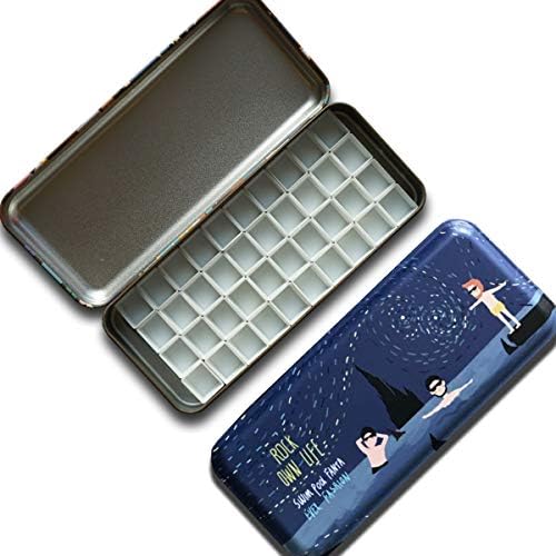 HOME AID Watercolor Palette 40 Pcs Half Pans with Magnet for Gouache Painting Travel Tin Box