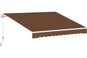 Outsunny 10' x 8' Retractable Awning, Patio Awnings, Sunshade Shelter w/Manual Crank Handle, UV & Water-Resistant Fabric and Aluminum Frame for Deck, Balcony, Yard, Coffee