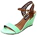 Elegant Footwear Women's Sukky-8 Two Tone Leather Wedge Sandals