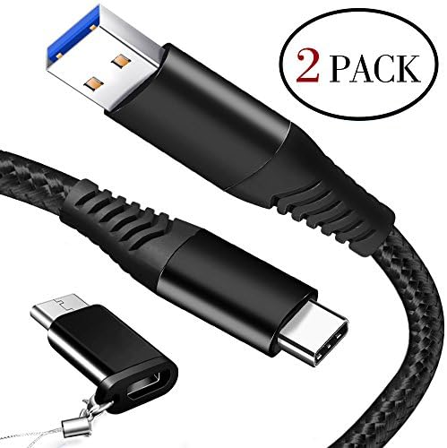 USB Type C Cable, HYKS USB C Cable (2 Pack 6FT) USB A 3.0 to USB C Fast Charger Nylon Braided Cord for Samsung S9 charger, Note 8,Moto Z Z2,LG V30 V20 G5 G6,Google Pixel 2 XL,OnePlus 5 3T 2 (Black)