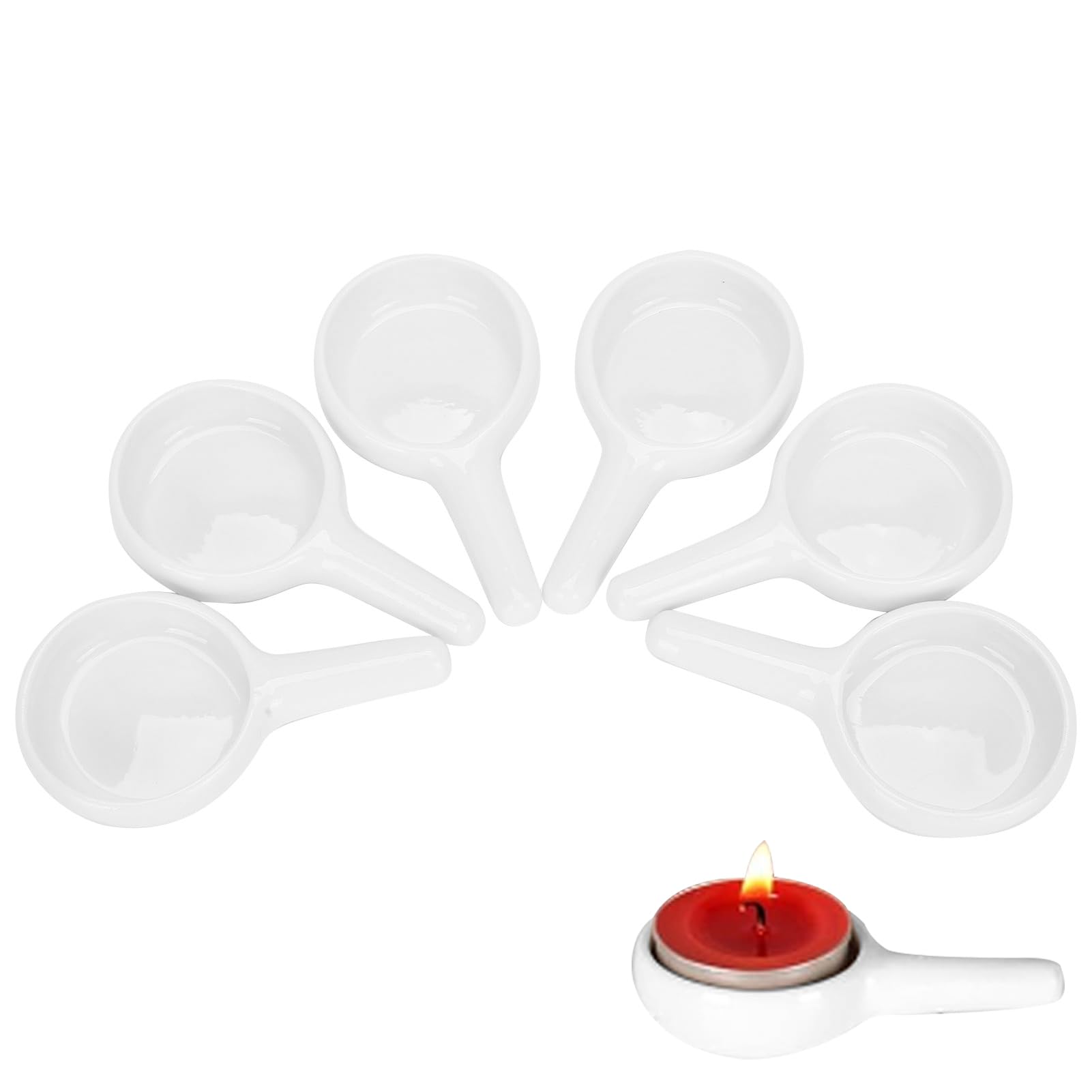 6Pcs Ceramic Burner Tealight Spoons, Essential Oil Burner Tea Light Candle Holder Wax Warmer Burner Replacement for Essential Oil Burner, Bathroom, Meditation Room