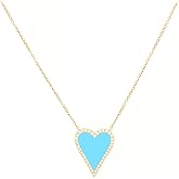 JINGDR Heart Necklace for Women Trendy Preppy Jewelry Gold Plated Love Heart Pendant, Heart Paperclip Chain Necklace Cute Heart Necklaces Birthday for Women Dainty Jewelry