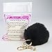 Key Chain Accessories for Women - Black Faux Fur Ball Charm and Artificial Pearl with Key Ring