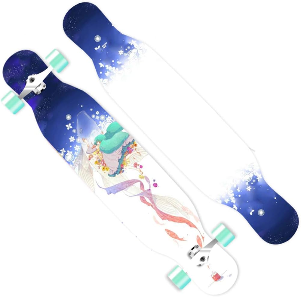 DUBAOBAO 40-inch longboard skateboard for everyone, colored sandpaper design, complete skateboard 3 colors