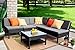 Baner Garden (K55) 6 Pieces Outdoor Furniture Complete Patio Wicker Rattan Garden Corner Sofa Couch Set, Full, Black