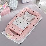 Ukeler Portable Baby Travel Bed with Bbay Quilt, Breathable &amp; Hypoallergenic Co-Sleeping Baby Bed - 100% Cotton Portable Crib for Bedroom/Travel