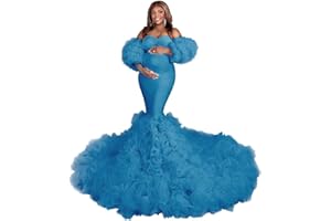 Changuan Puffy Maternity Dress for Photoshoot Tulle Bridal Robes Ruffle Mermaid Pregnancy Gowns Baby Shower Dress