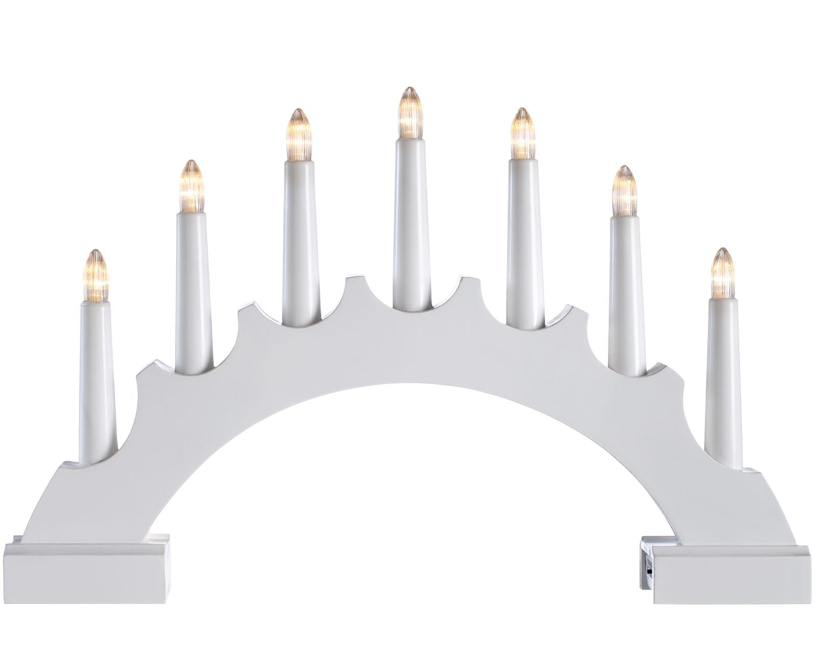 WeRChristmas Wooden Arched Bridge Decoration with 7 LED Candles, Multi-Colour, 41cm